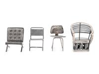 A Set of Three Silver Miniature Modernist Chairs