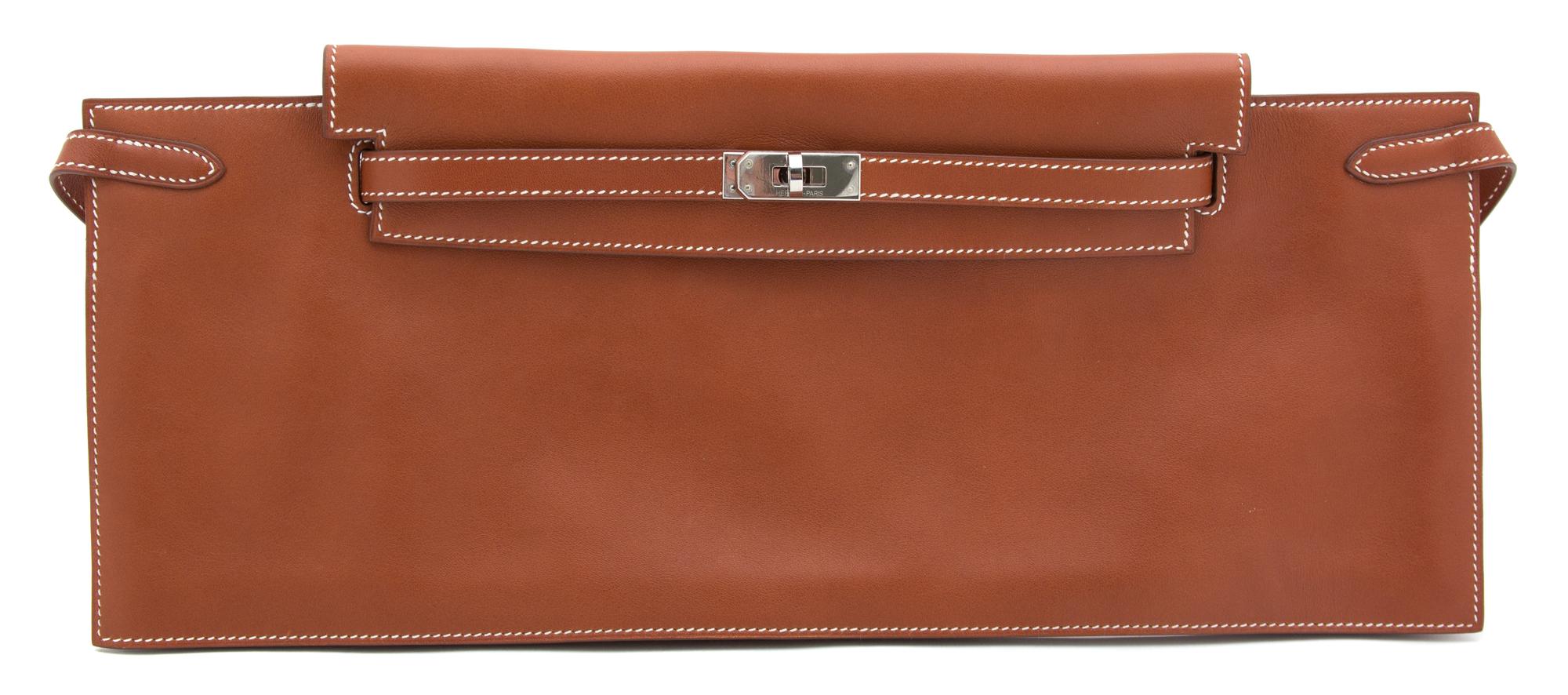 An Hermes Cafe Kelly Bandeau Bag, 15" x 5.75"; Attached belt: 40".