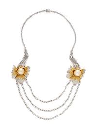 DIAMOND, YELLOW DIAMOND, AND GOLDEN CULTURED PEARL NECKLACE