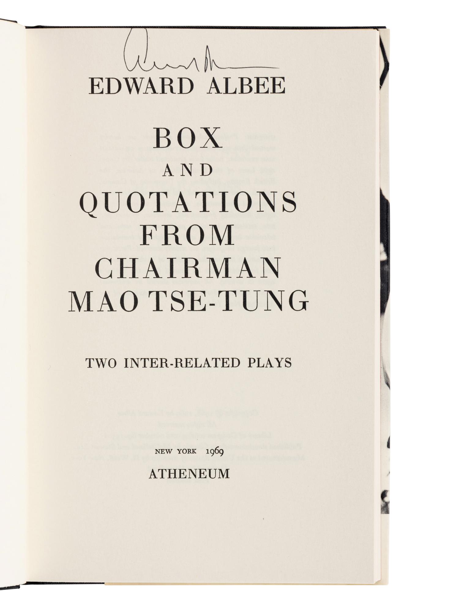 ALBEE, Edward (1928-2016). A group of 5 works by Albee, ALL FIRST EDITIONS, MANY SIGNED, comprising:
