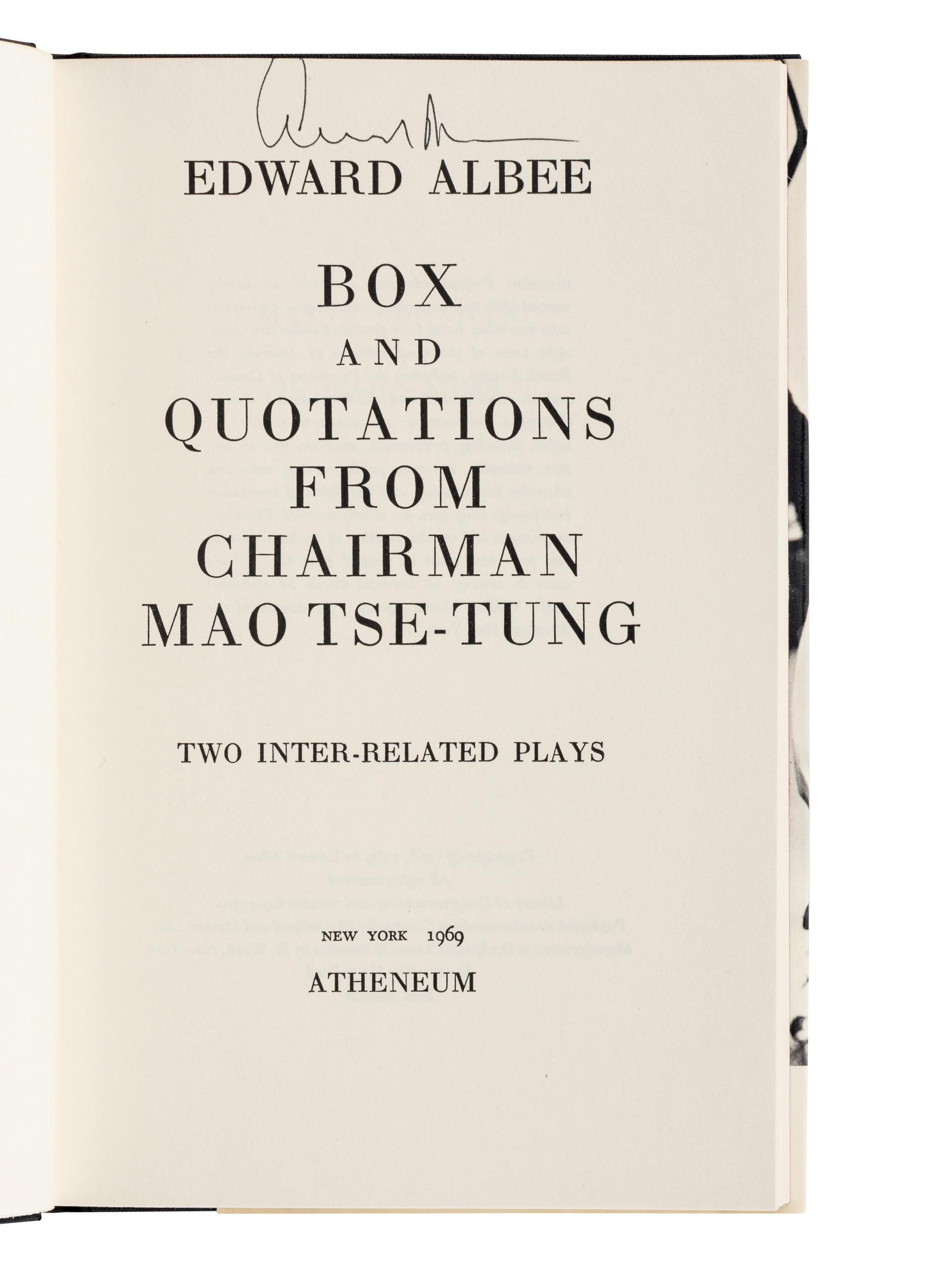 ALBEE, Edward (1928-2016). A group of 5 works by Albee, ALL FIRST EDITIONS, MANY SIGNED, comprising: