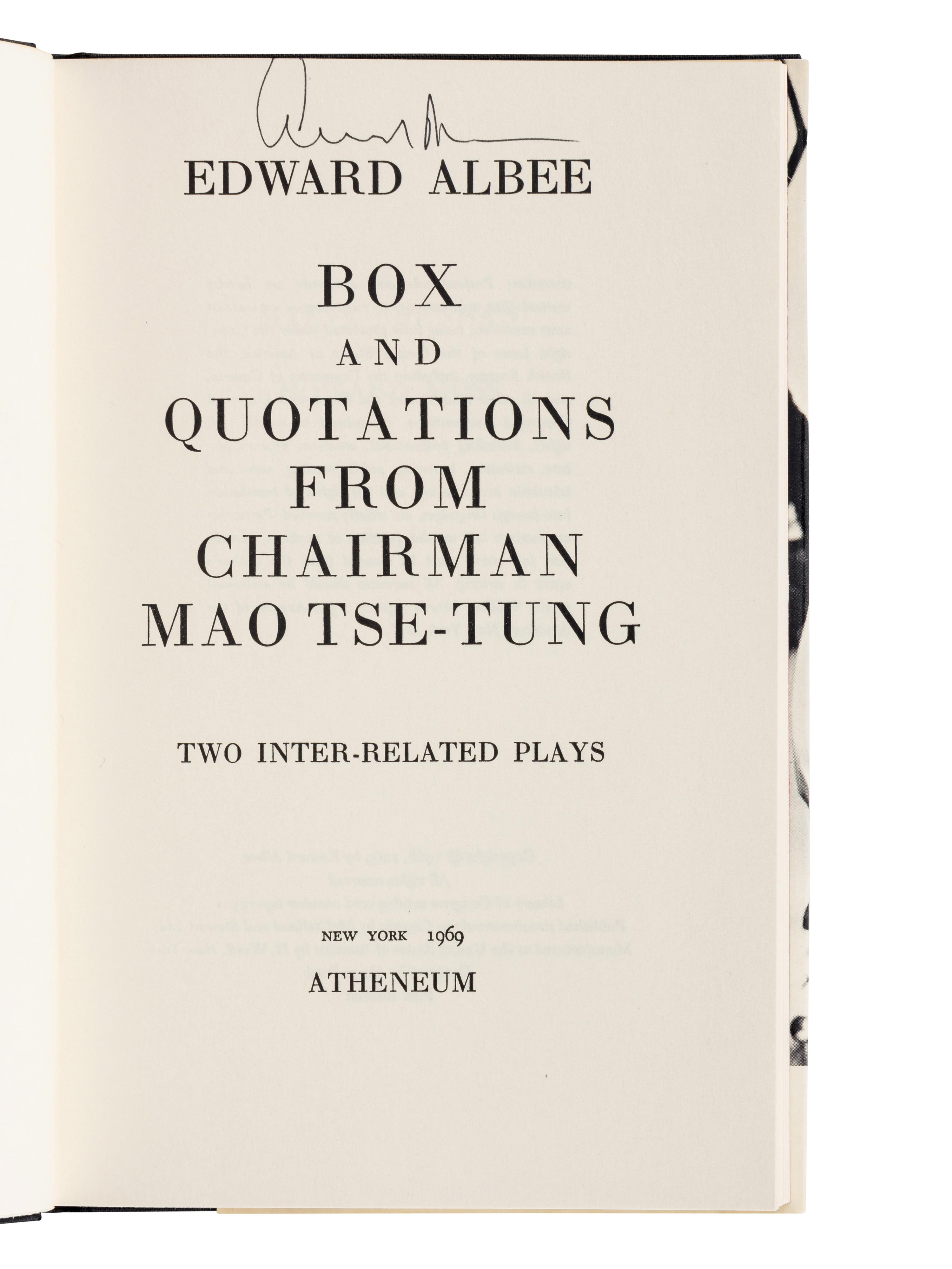 ALBEE, Edward (1928-2016). A group of 5 works by Albee, ALL FIRST EDITIONS, MANY SIGNED, comprising: