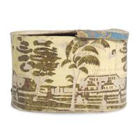 A Wallpaper Covered Band Box Depicting General LaFayette's Arrival in Castle Gardens, New York