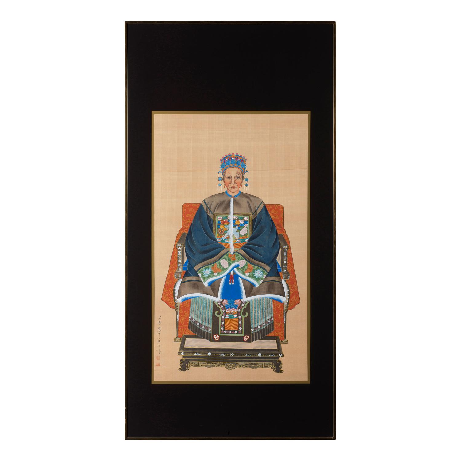 A Chinese Painting on Silk of a Court Lady