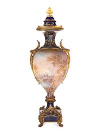 A Sèvres Style Gilt Metal Mounted Porcelain Urn