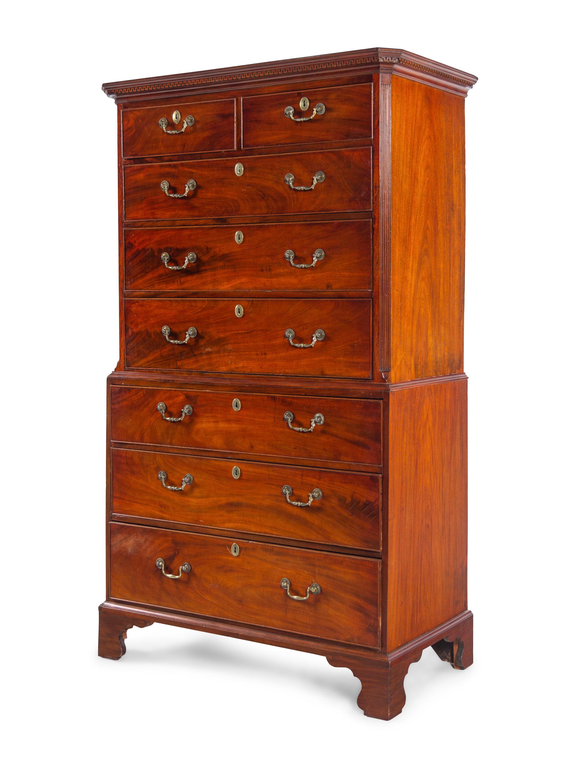 A George III Figured Mahogany Chest-on-Chest
