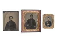 [CIVIL WAR]. A group of 3 images of Union soldiers, incl. tintypes and a ruby ambrotype.