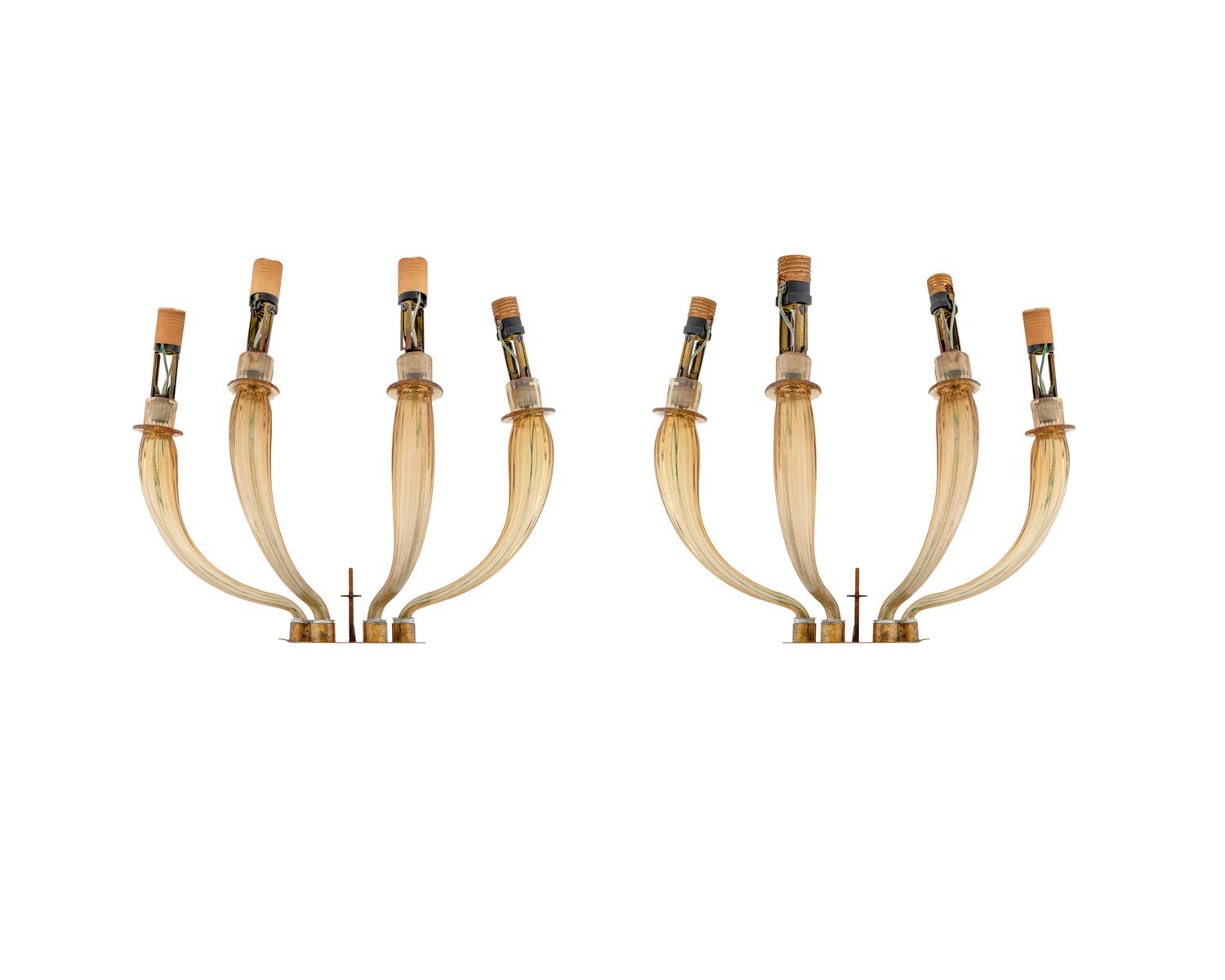 A Set of Four Murano Glass Four-Light Wall Sconces — 20TH CENTURY