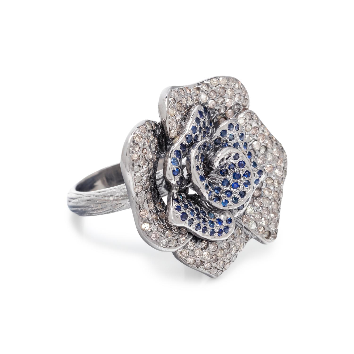 DIAMOND AND SAPPHIRE ROSE RING