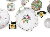 A Group of Herend Painted and Parcel Gilt Porcelain Dinnerware Articles