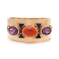 YELLOW GOLD AND MULTIGEM BANGLE BRACELET