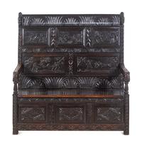 A William and Mary Style Carved Oak Settle
