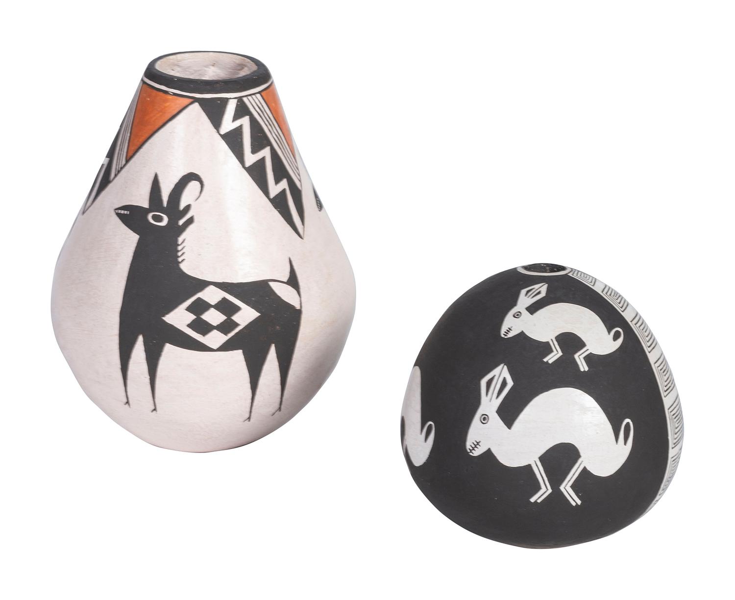 Pottery Vases, Decorated with Rabbits and Bighorn Sheep
