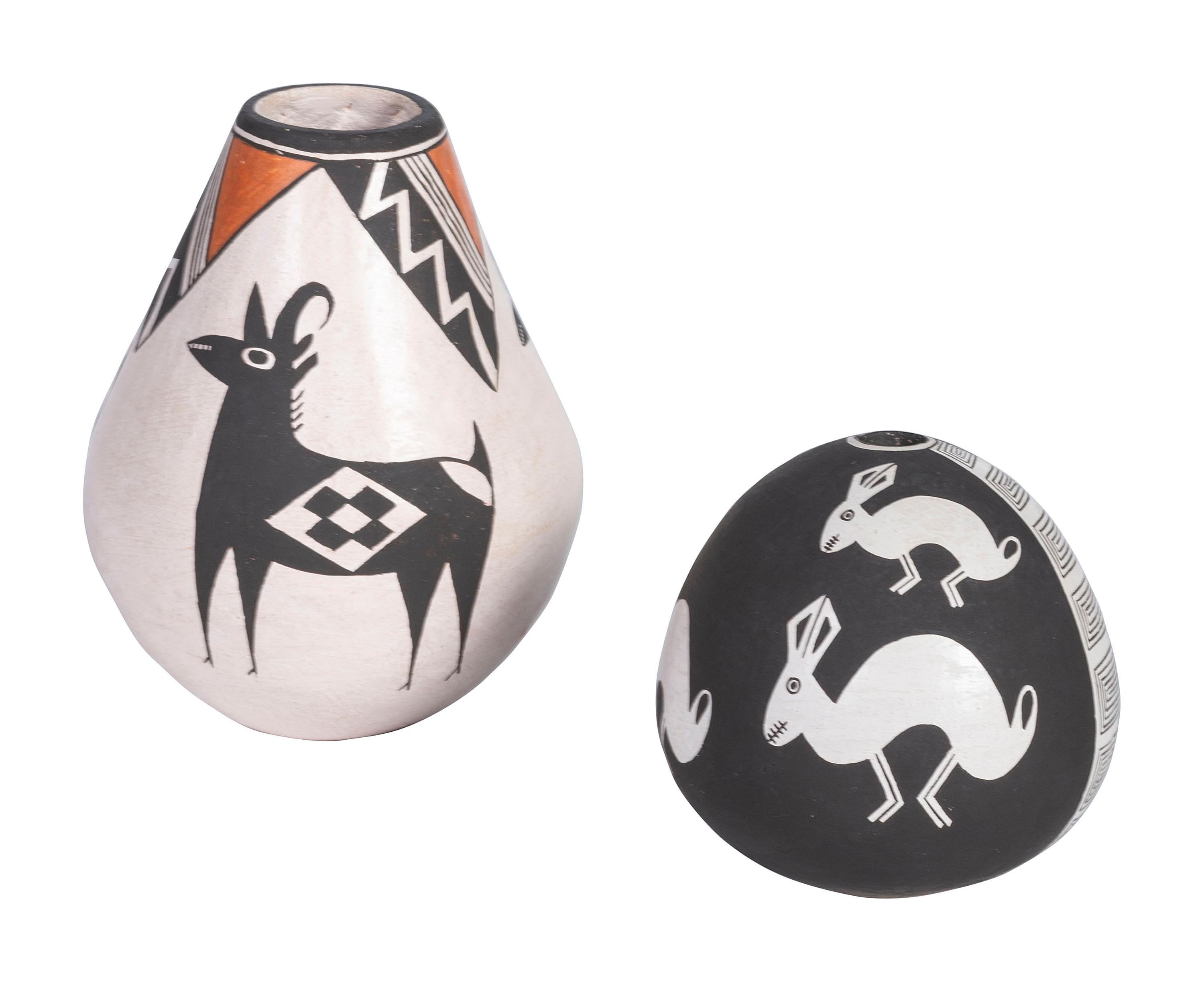 Pottery Vases, Decorated with Rabbits and Bighorn Sheep