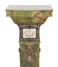 A French Champleve Enamel Mounted Onyx Pedestal — Late 19th/Early 20th Century
