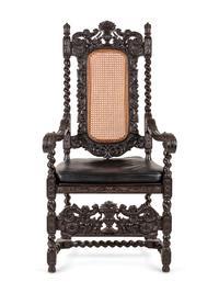 A Renaissance Revival Walnut Open Armchair