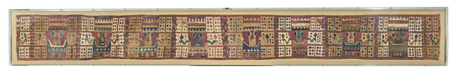 A Huari Mantle Border with Standing Figures