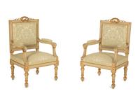 A Six-Piece Louis XIV Style Painted and Parcel Gilt Parlor Suite — 19th/20th Century