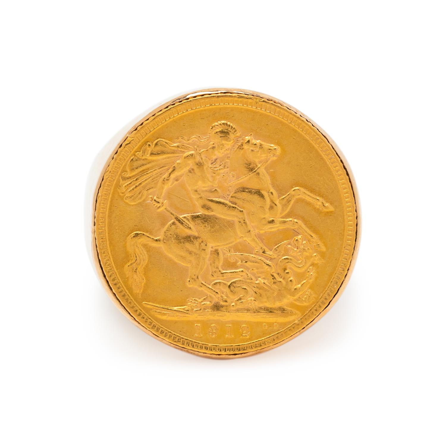 YELLOW GOLD AND COIN RING