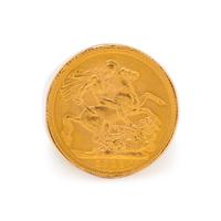 YELLOW GOLD AND COIN RING