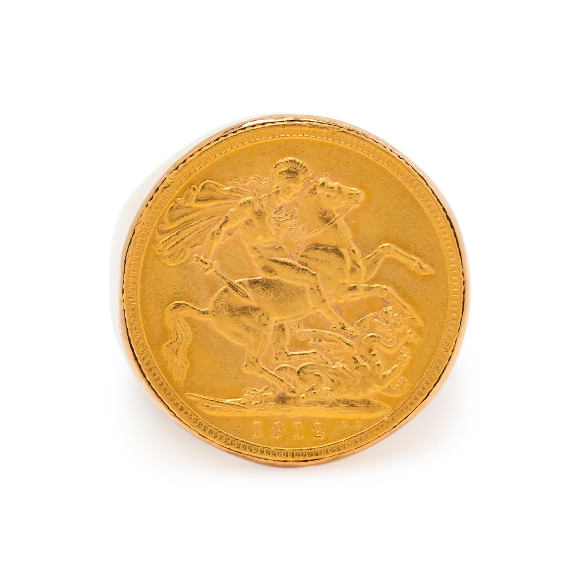 YELLOW GOLD AND COIN RING