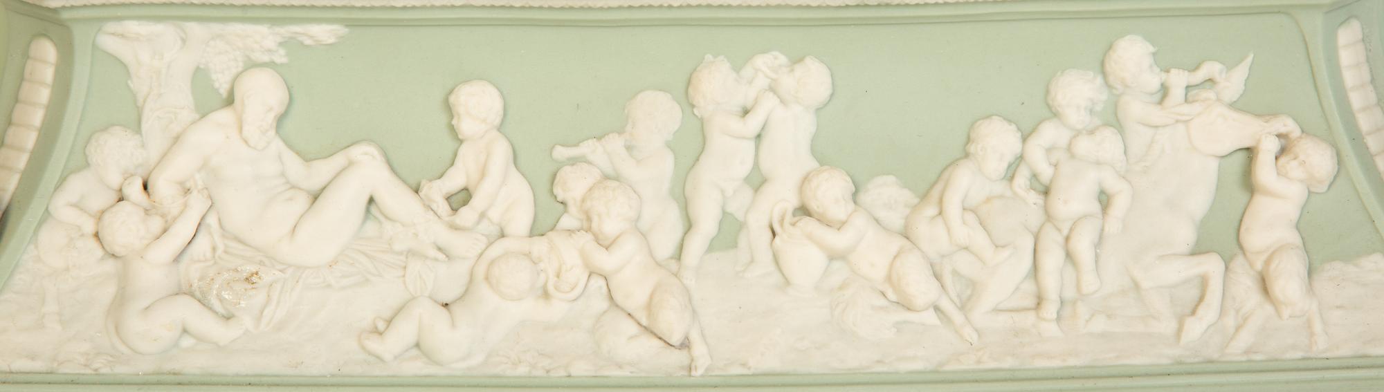 A Celadon Green and White Jasperware Jardinière