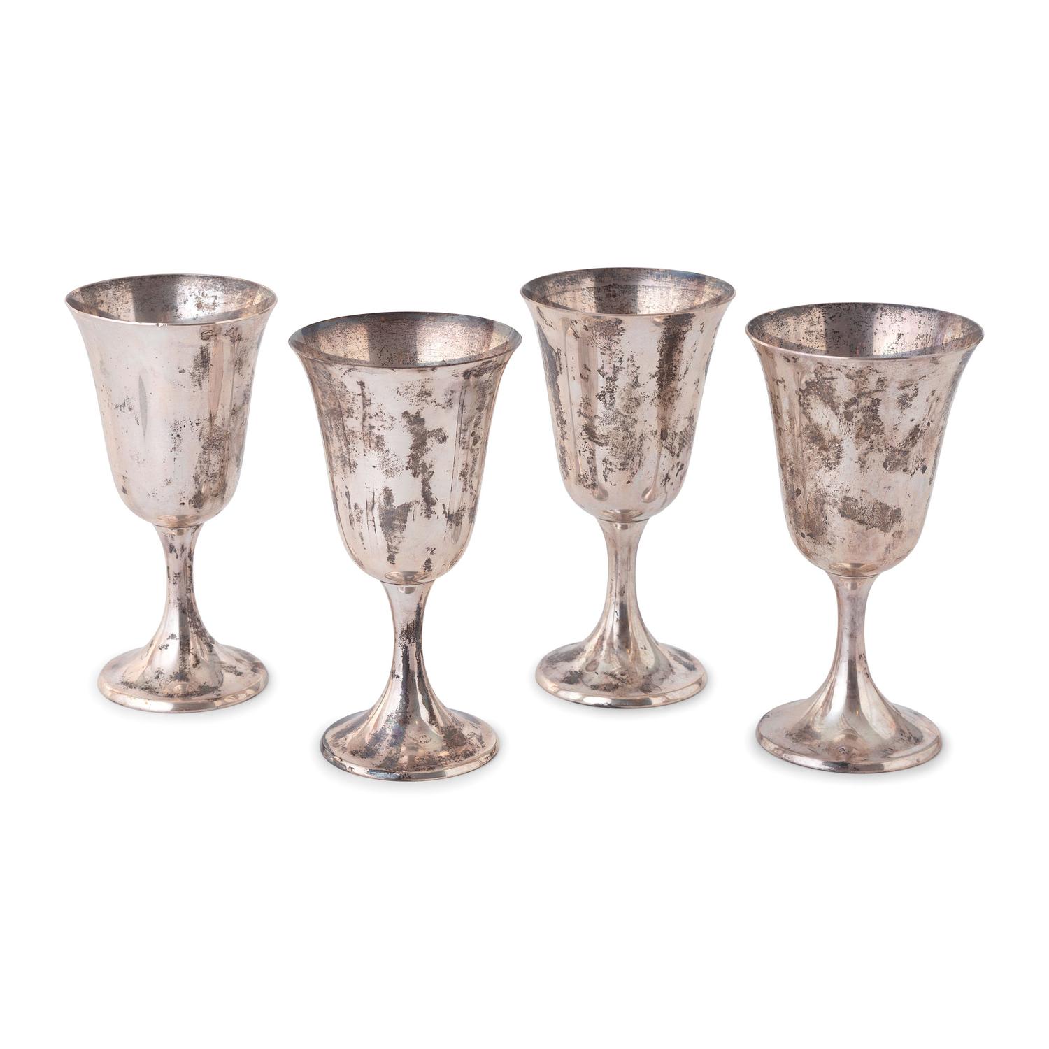 Four Gorham Silver Goblets