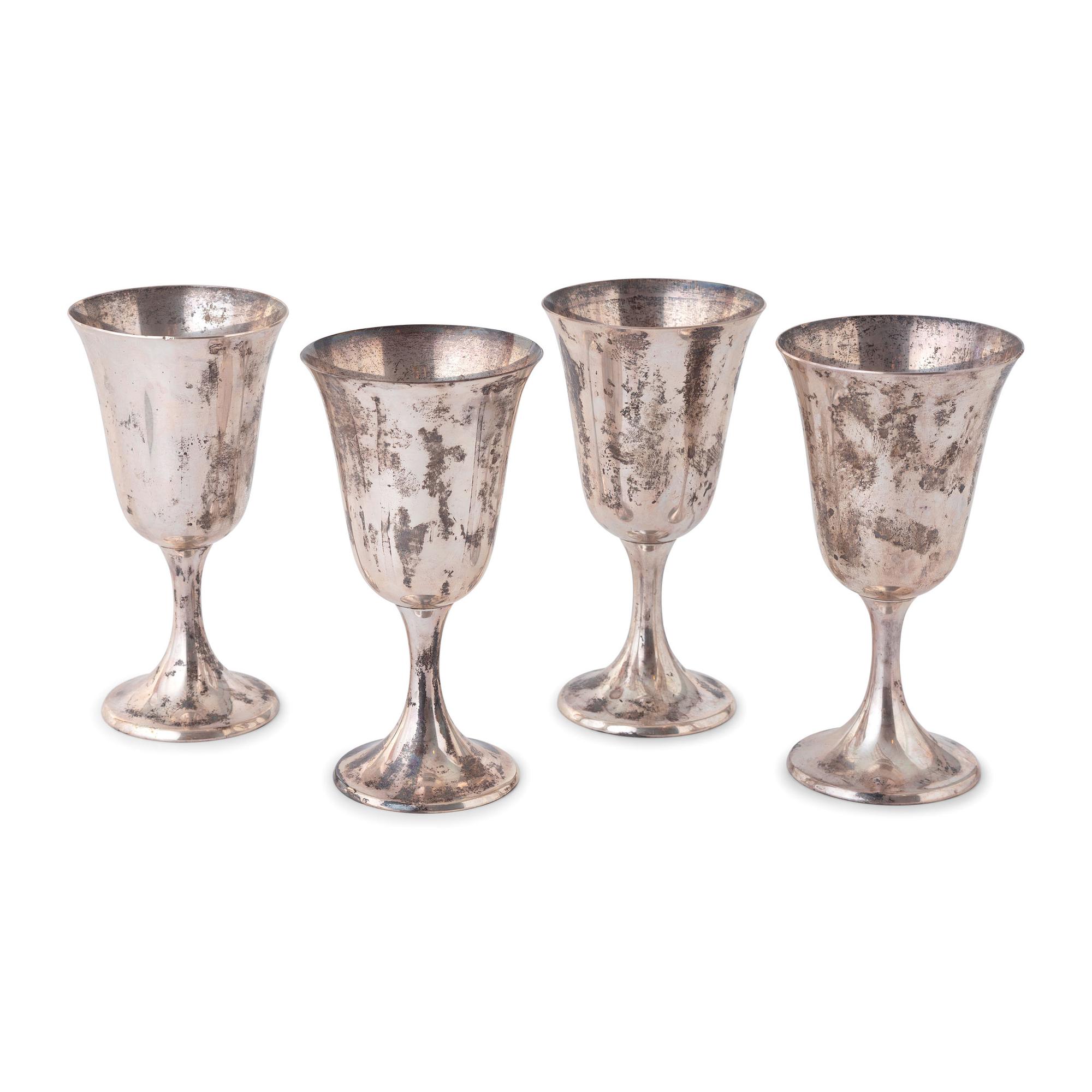 Four Gorham Silver Goblets