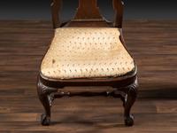 A Fine Queen Anne Shell-Carved Walnut Stretcher-Base Claw-and-Ball Foot Compass-Seat Side Chair