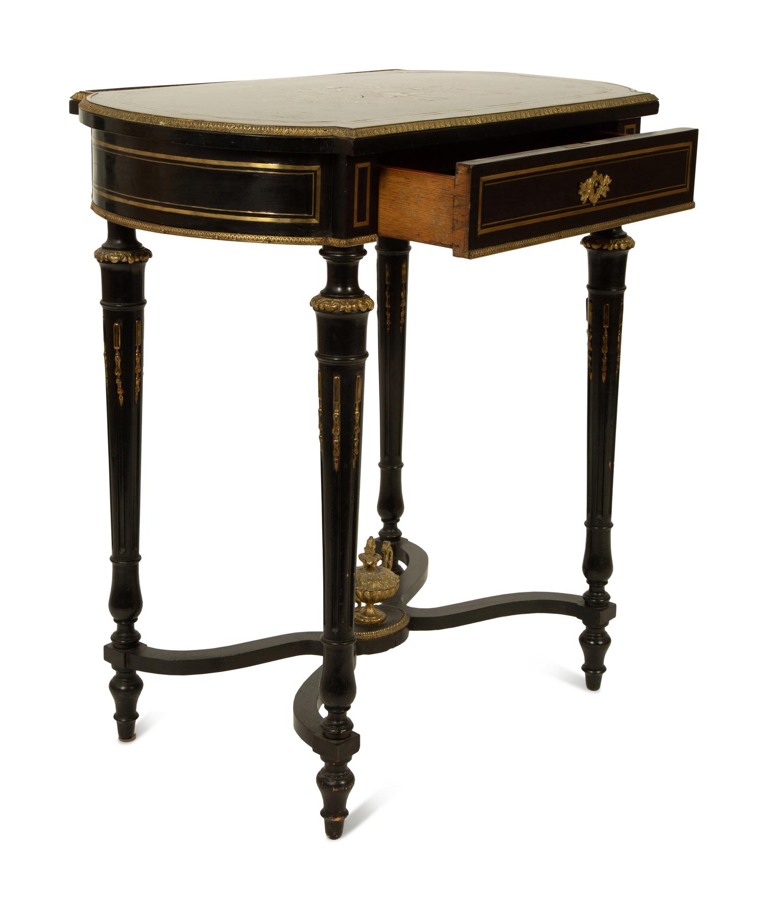 A Napoleon III Pewter and Brass Inlaid Ebonized Dressing Table — CIRCA 1870