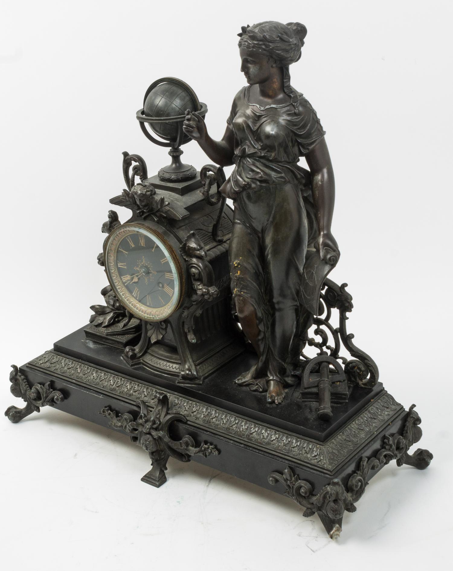A Continental Cast Metal Mantel Clock Height 19 inches. — 19TH CENTURY