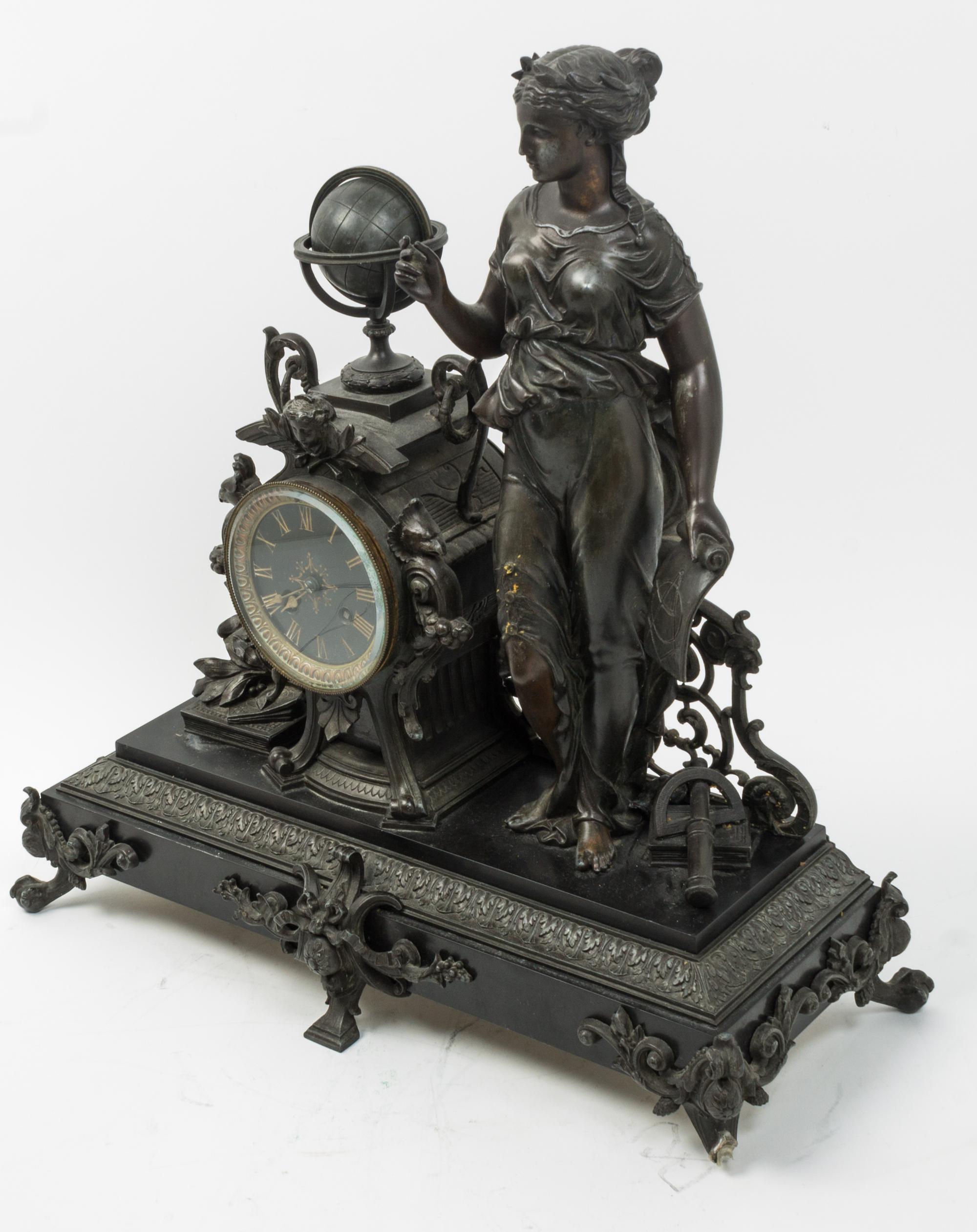 A Continental Cast Metal Mantel Clock Height 19 inches. — 19TH CENTURY