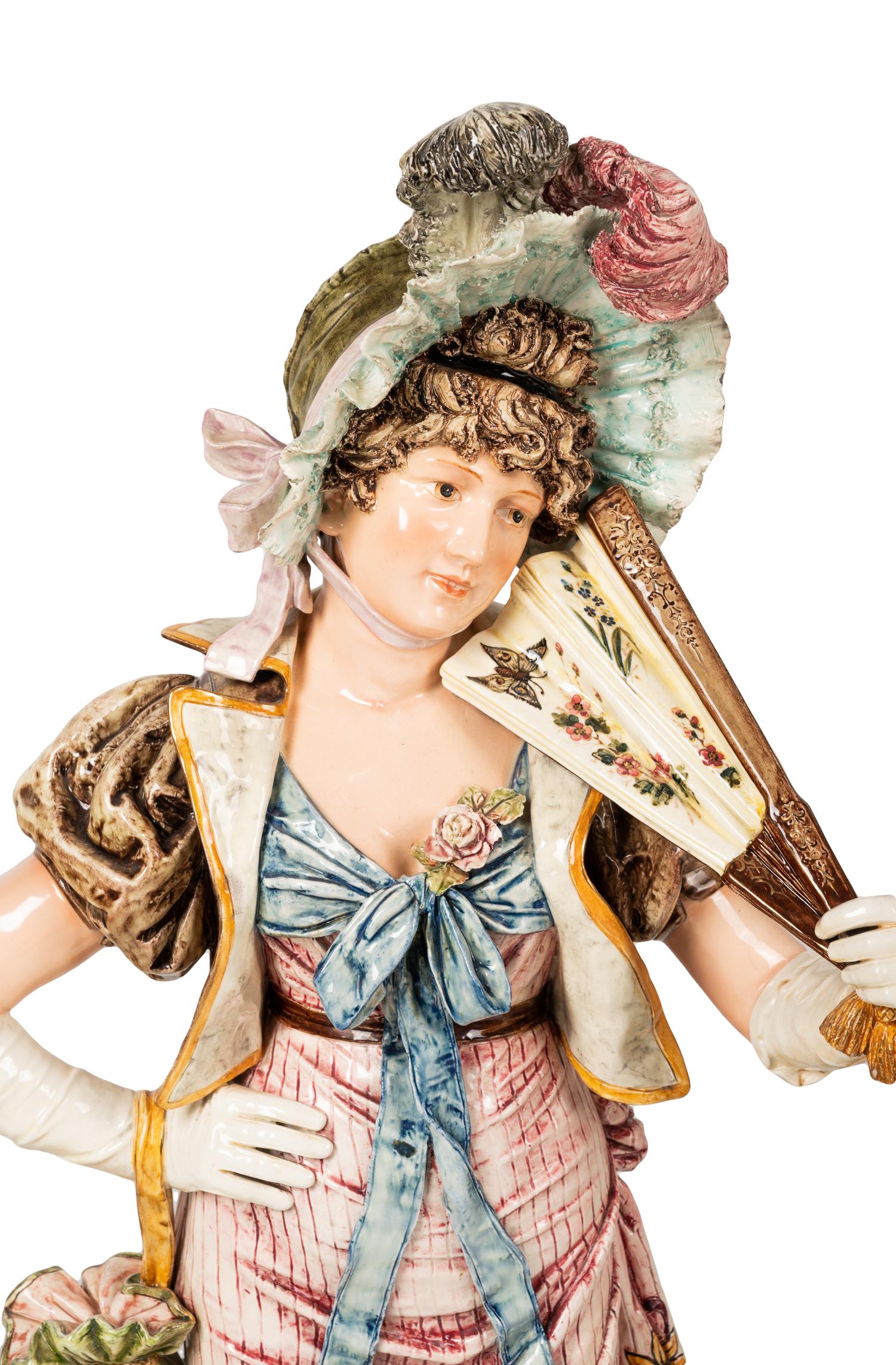 A Pair of Continental Majolica Figures