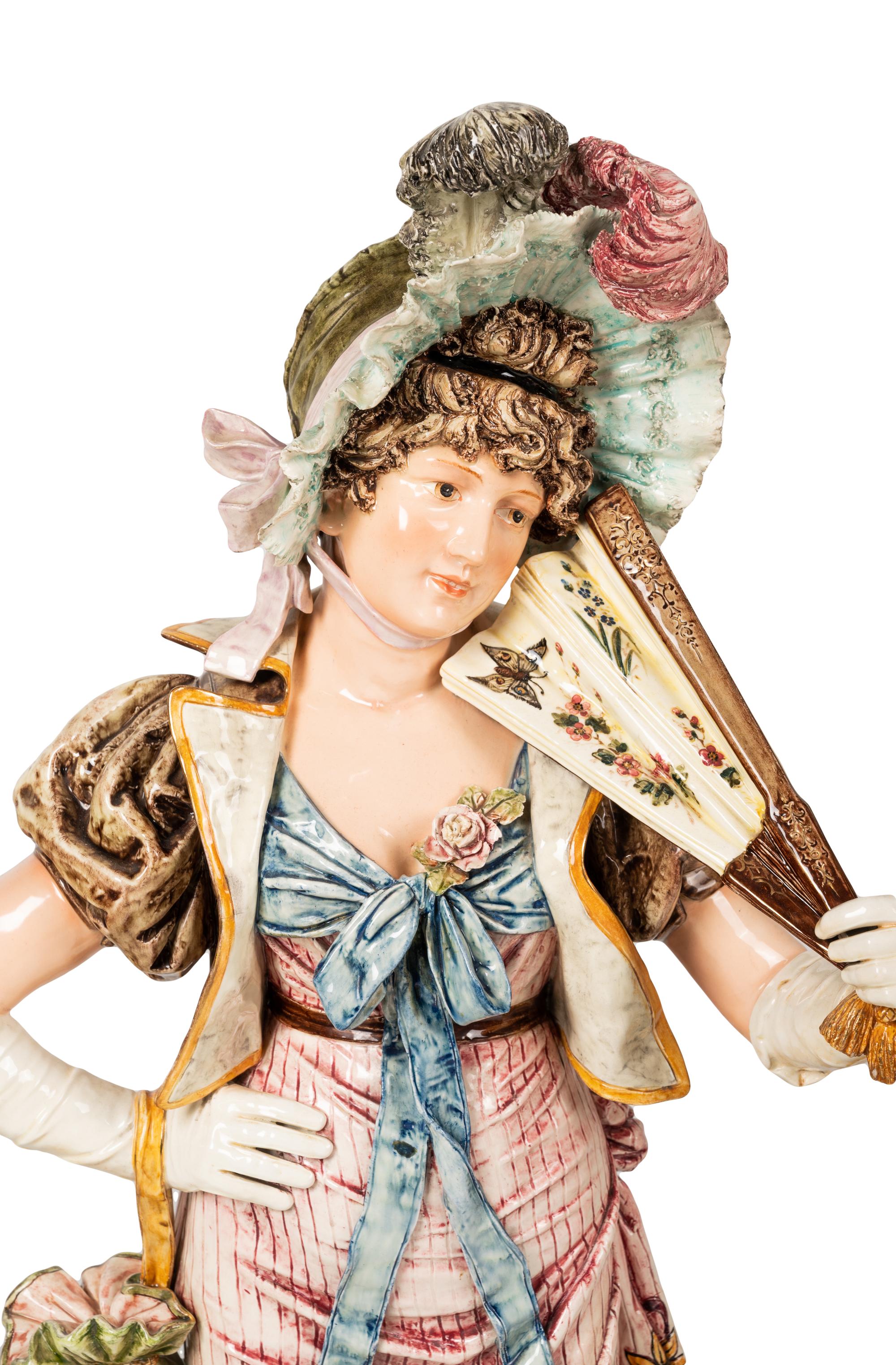 A Pair of Continental Majolica Figures