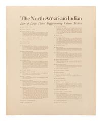 CURTIS, Edward S. (1868-1952). The North American Indian... List of Large Plates Supplementing Volume Sixteen . [Norwood, Massachusetts: The Plimpton Press, 1930].