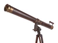 H.G. Fitz 4 1/8 inch telescope and tripod. Length of body tube 53 in. 19th century.