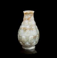 A Small Chinese Jade 'Floral' Vase 青玉刻花瓣紋香瓶