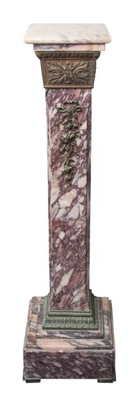 An Empire Style Gilt Bronze Mounted Marble Pedestal Height 43 inches.