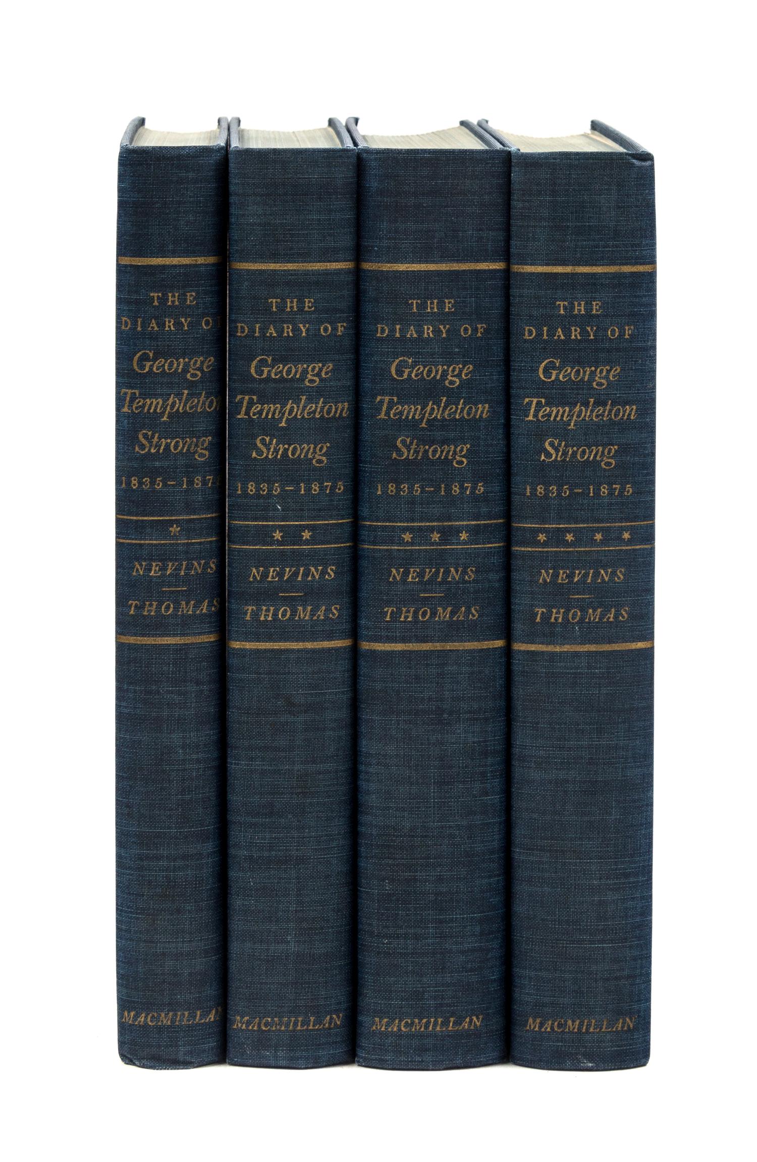 NEVINS, Allan (1890-1971) and Milton Halsey THOMAS (1903-1977), editors. The Diary of George Templeton Strong. New York: The Macmillan Company, 1952.