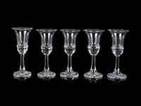 A Set of Five Trumpet-Form Wine Stems Attributed to Baccarat