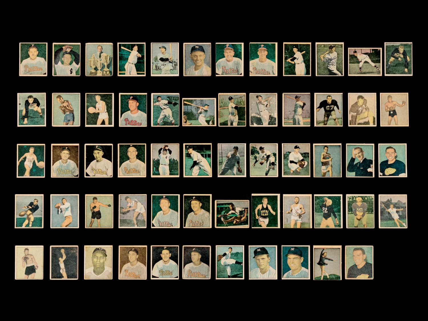 A Collection of 59 1951 Berk Ross Trading Cards