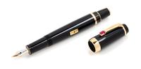 A Montblanc Boheme: Rouge e Noir Special Edition Ruby-Inset Retractable Fountain Pen Length 4 1/4 inches.