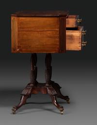 A Classical Figured Mahogany Two Drawer Claw-Foot Work Table