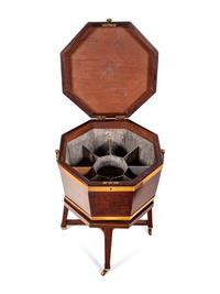 A George III Brass Banded Mahogany Cellarette