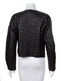 An Yves Saint Laurent Black Leather Quilted Jacket, Size 42.