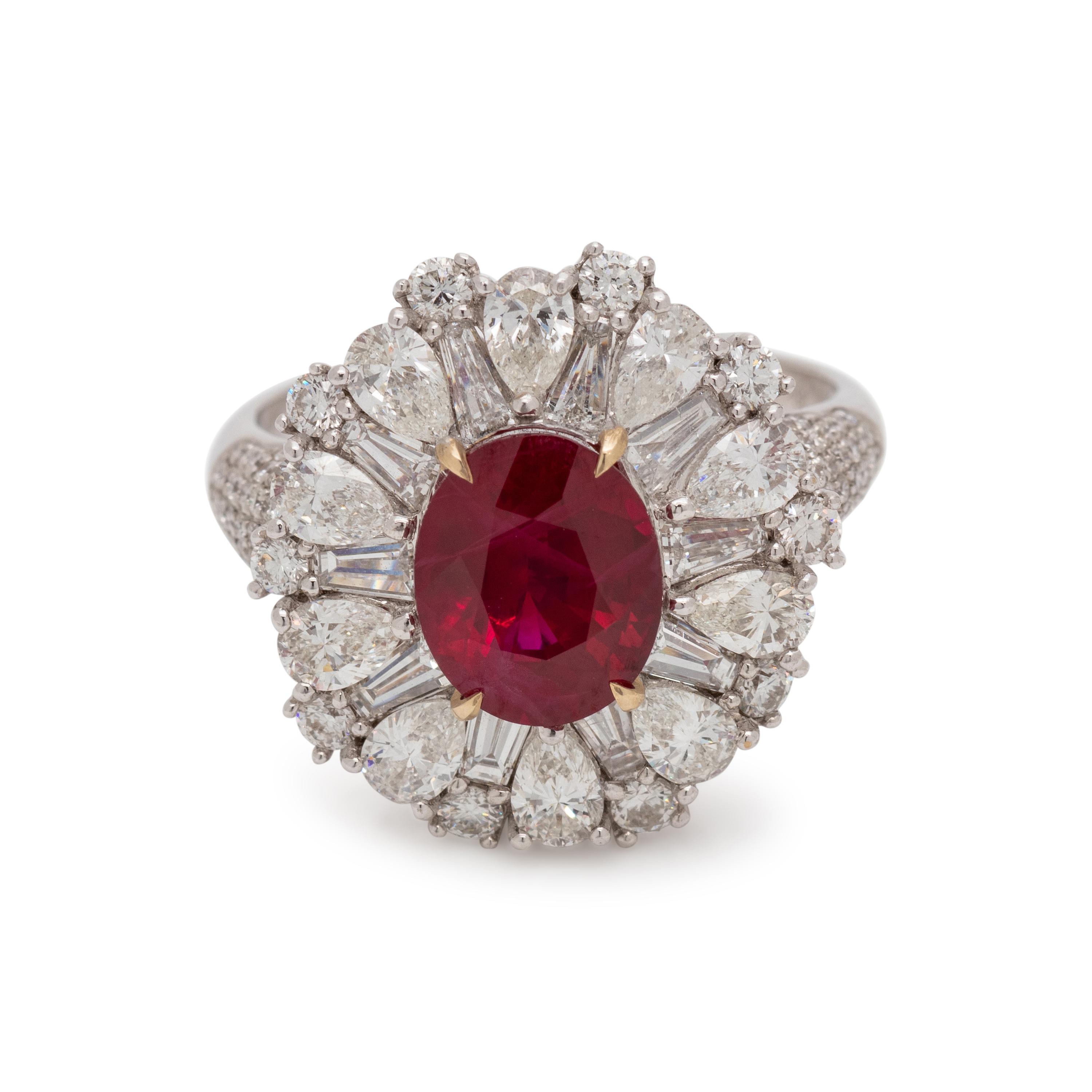 BURMESE RUBY AND DIAMOND RING