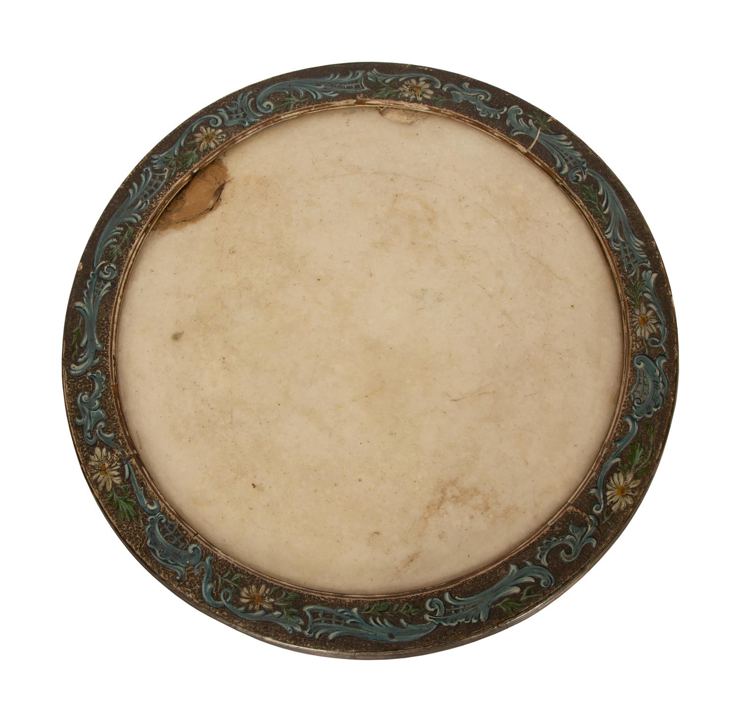 An Italian Rococo Style Painted Marble-Top Pedestal Table