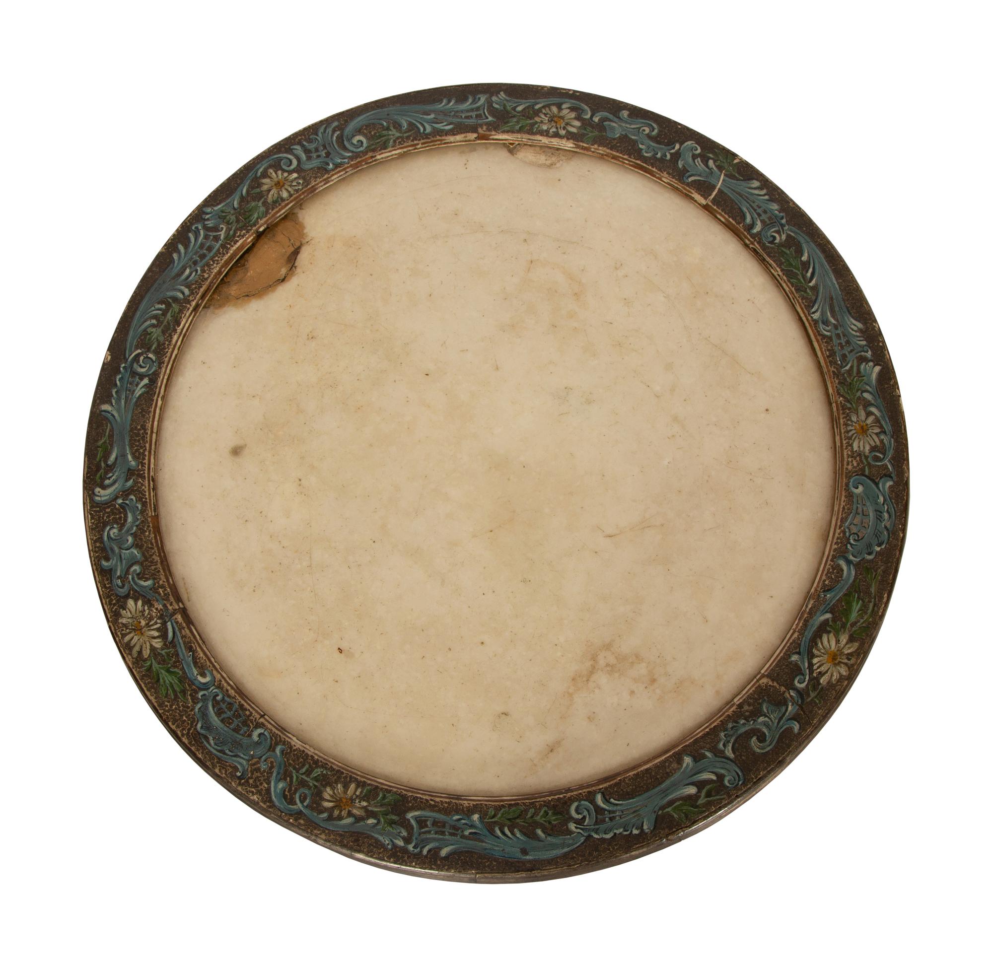 An Italian Rococo Style Painted Marble-Top Pedestal Table