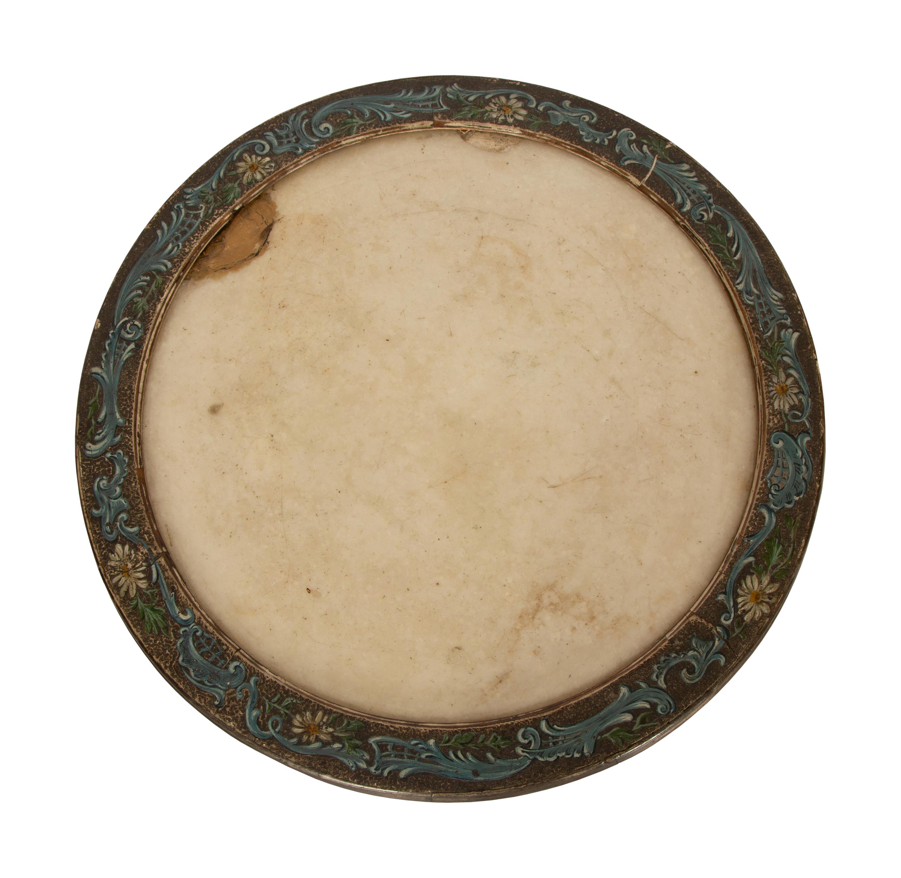 An Italian Rococo Style Painted Marble-Top Pedestal Table
