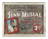 A Vintage Stan Musial Appearance Signed Autograph Advertising Sign